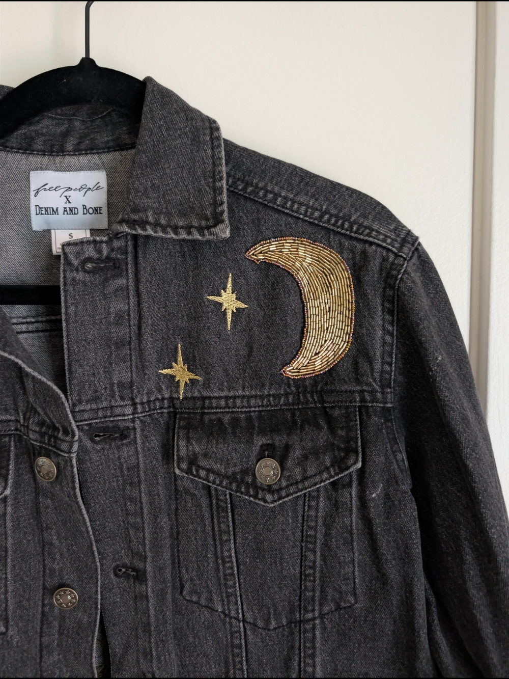 Free People Denim And Bone Mushroom And Moon Jacket - Picture 3 of 7